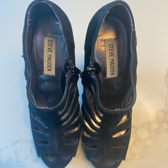 Black Suede Cage Heels - Picture 3 of 5